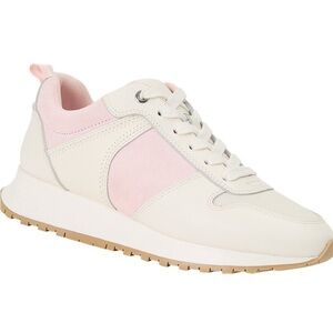 J McLaughlin Women's Pink and White leather & Suede Sneakers Sz 11 Athleisure